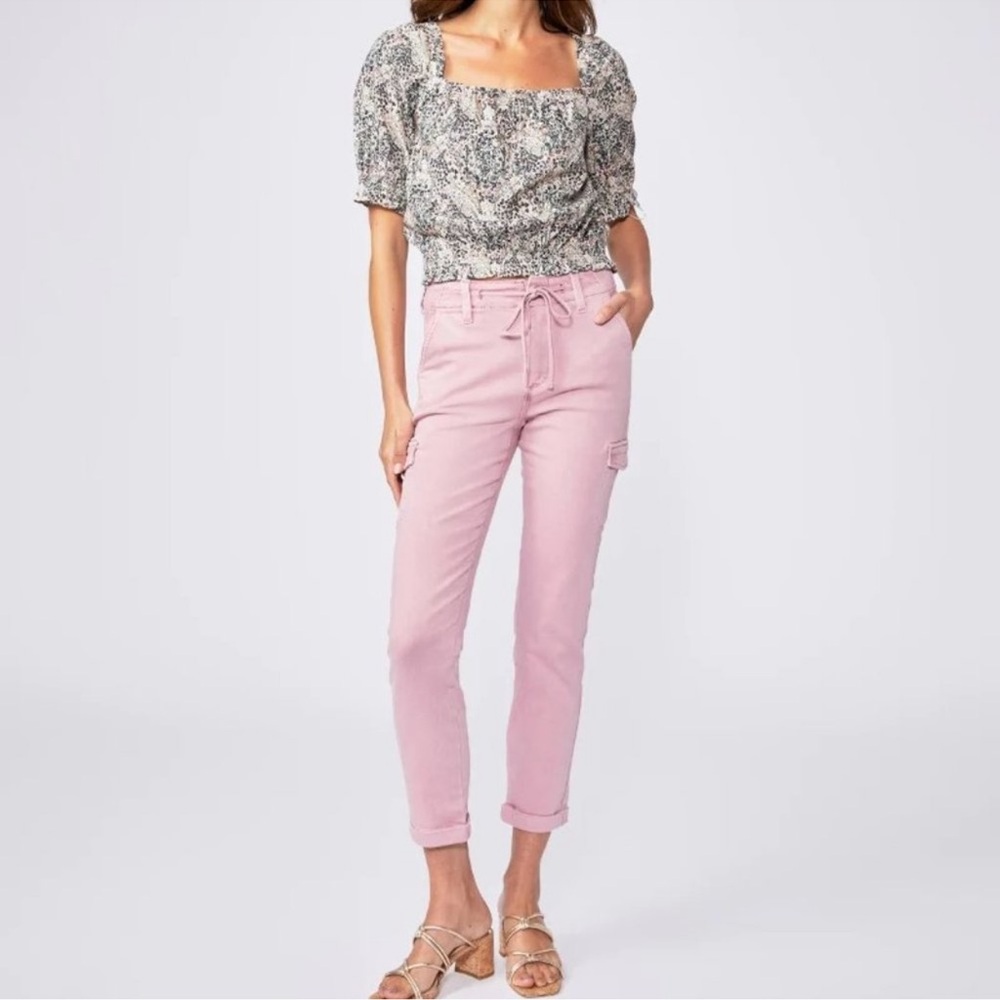 Paige Christy Cargo Jeans Pants VINTAGE GARDEN ROSE sz 30 - Picture 1 of 7